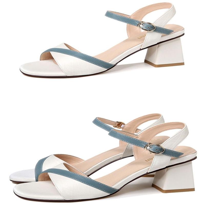 Women's Sandals Fashion Soft Leather High Heeled Sandals Summer Gentle Style Thick Heeled Women's Shoes