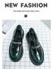 2024 Men's Shiny Patent Leather Loafers with Thick Sole and Height-Boosting Chunky Heel