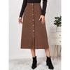 Solid Color High Waisted Buckle Skirt for Women Pure Color High Waist