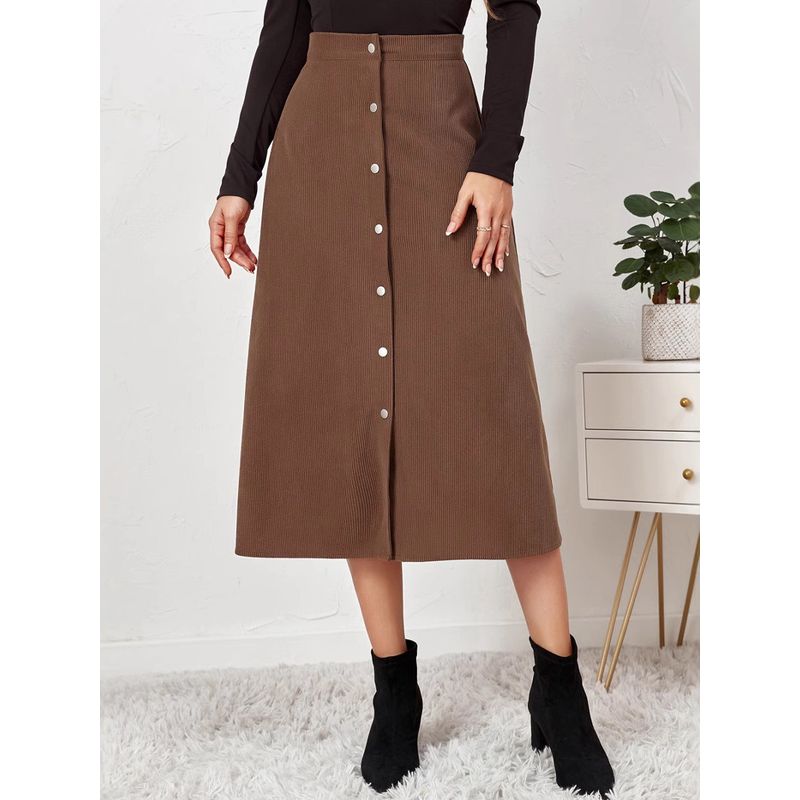 Solid Color High Waisted Buckle Skirt for Women Pure Color High Waist