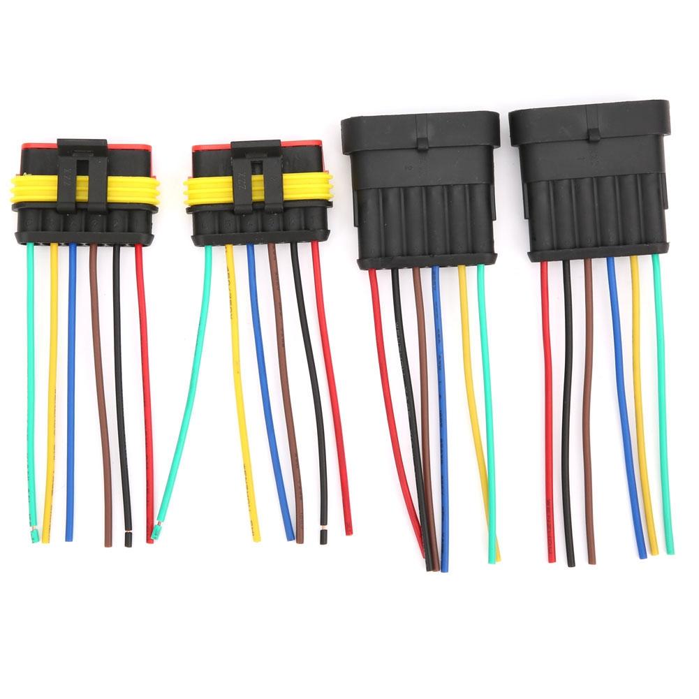 2 Sets 4/5/6 Pin Car Waterproof Electrical Connector Plug with Wire