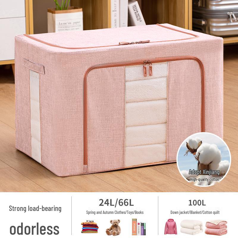 Steel Frame Waterproof Clothes Storage Box - Large Transparent Moisture-Proof Organizer for Quilts