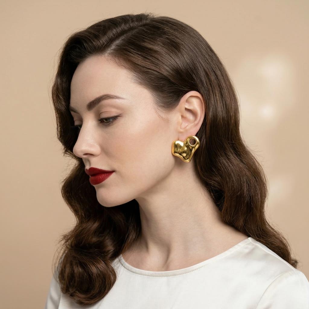 Boucles d'Oreilles en Acier Inoxydable pour Femmes Vintage Luxe Élégant Bijoux en Acier Titane