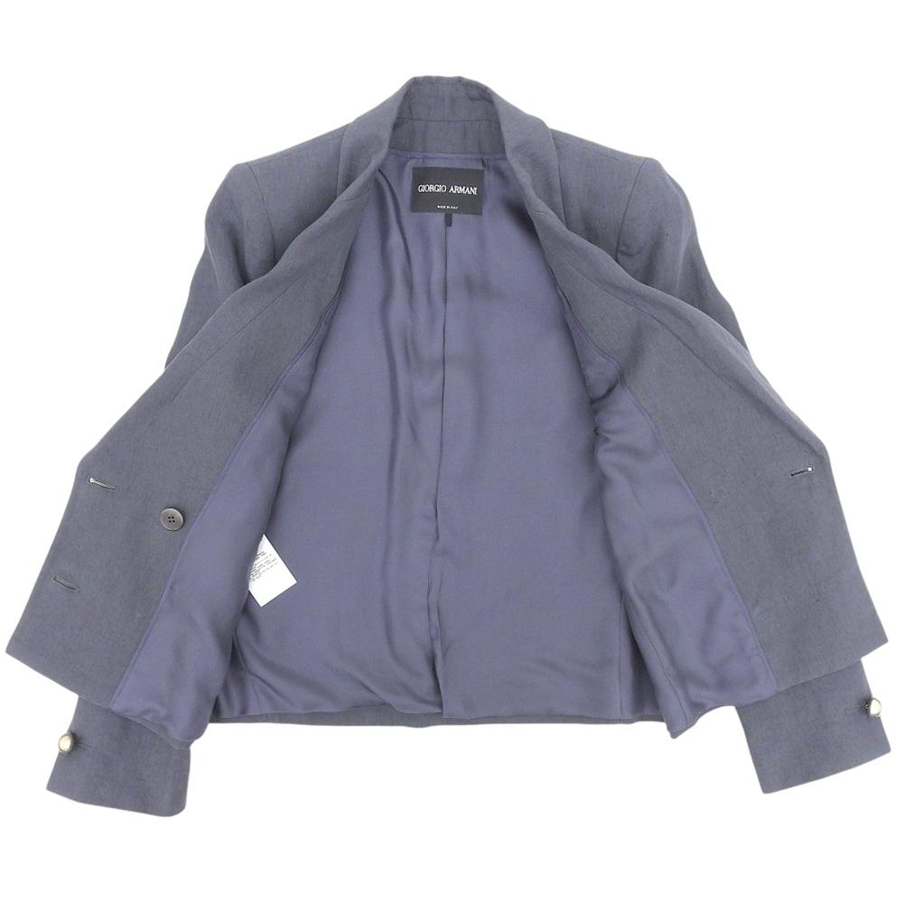 GIORGIO ARMANI In good condition, linen 6B double-breasted jacket for women, blue-gray, size 36, 3SHGG0YE, T036J, 22 years old Jacket 36 Blue grayUsed