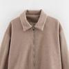 European & American Women's Fashion Casual Pleated Zipper Wool Jacket