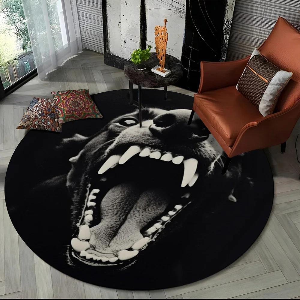 Cute Dog Samoye,Chihuahua,Koki Pomeranian Cartoon Round Carpet Rug for Living Room Bedroom Decor,kids Pet Area Rug Non Slip Mat