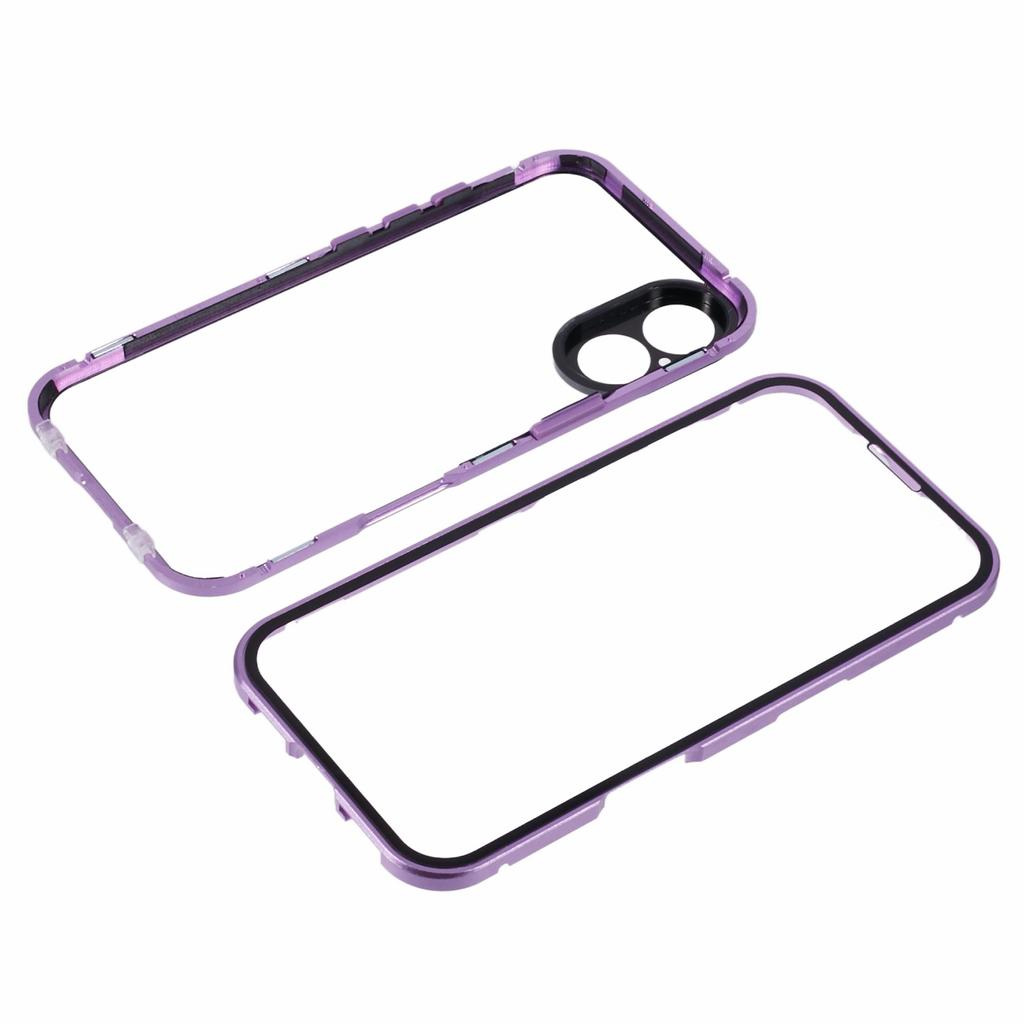 Für iPhone 16 Plus Hülle Magnetische Adsorption Doppelseitiges Hartglas+Metall Handyhülle mit Schnalle