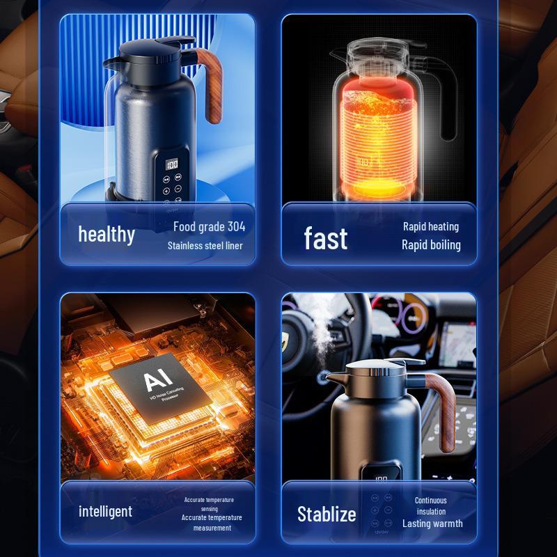 Universal Smart Car Electric Kettle - Large Capacity, Quick Boil, Insulated Cup