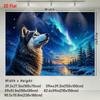 1Pc Wolf Under Aurora Tapestry Wall Hanging, Decorative Fabric Poster for Bedroom, Living Room, Dorm & Home Decor