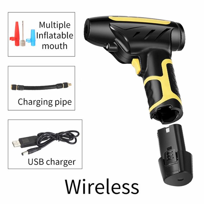 120W Wireless Car Air Pump Handheld USB Air Compressor Pneumatic Tire Inflator With Digital Display With LED Car Pressure Gauge