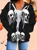 Halloween 3D Printed Hooded Cardigan Plus Size Autumn Winter Retro