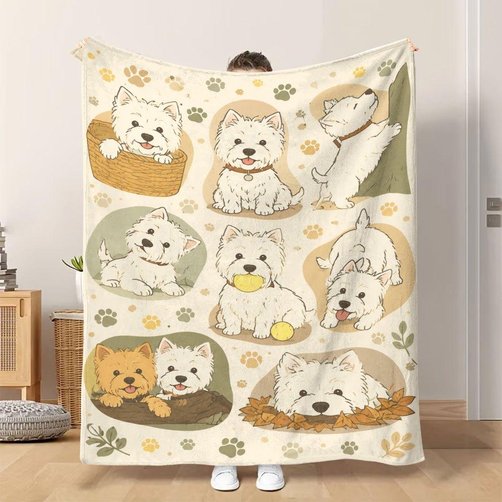 1pc Flannel Blanket Puppies in Various Poses Soft Comfortable And Warm This Nap Blanket/Sofa Blanket Is Suitable for All Seasons A