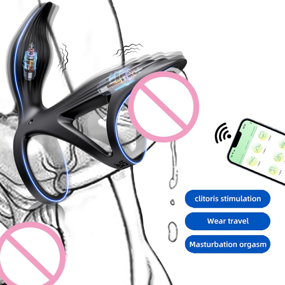 Remote Control Penis Ring Vibrator Sex Toy For Men Delay Time Prostate Massager 360° Rotation Twisting Vibrating Cock Rings 18+