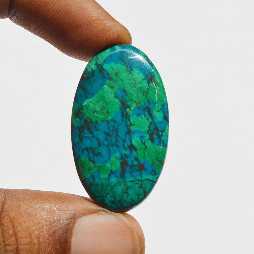 Genuine Chrysocolla Cabochon - 41 Carats Natural Gemstone, Handcrafted Jewelry Supply, Size - 35x20x5.4 MM