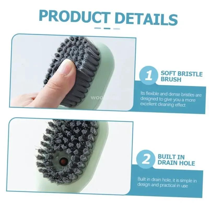 Liquid-Added Shoe Brush, Multifunctional Shoe Cleaning Brush Household Push-Type Liquid-Discharging Soft-Bristled Laundry