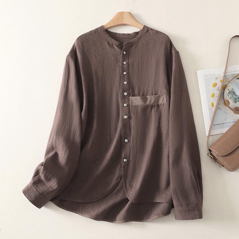 Retro Silver Buckle Zen Style White Linen Sun Protection Jacket