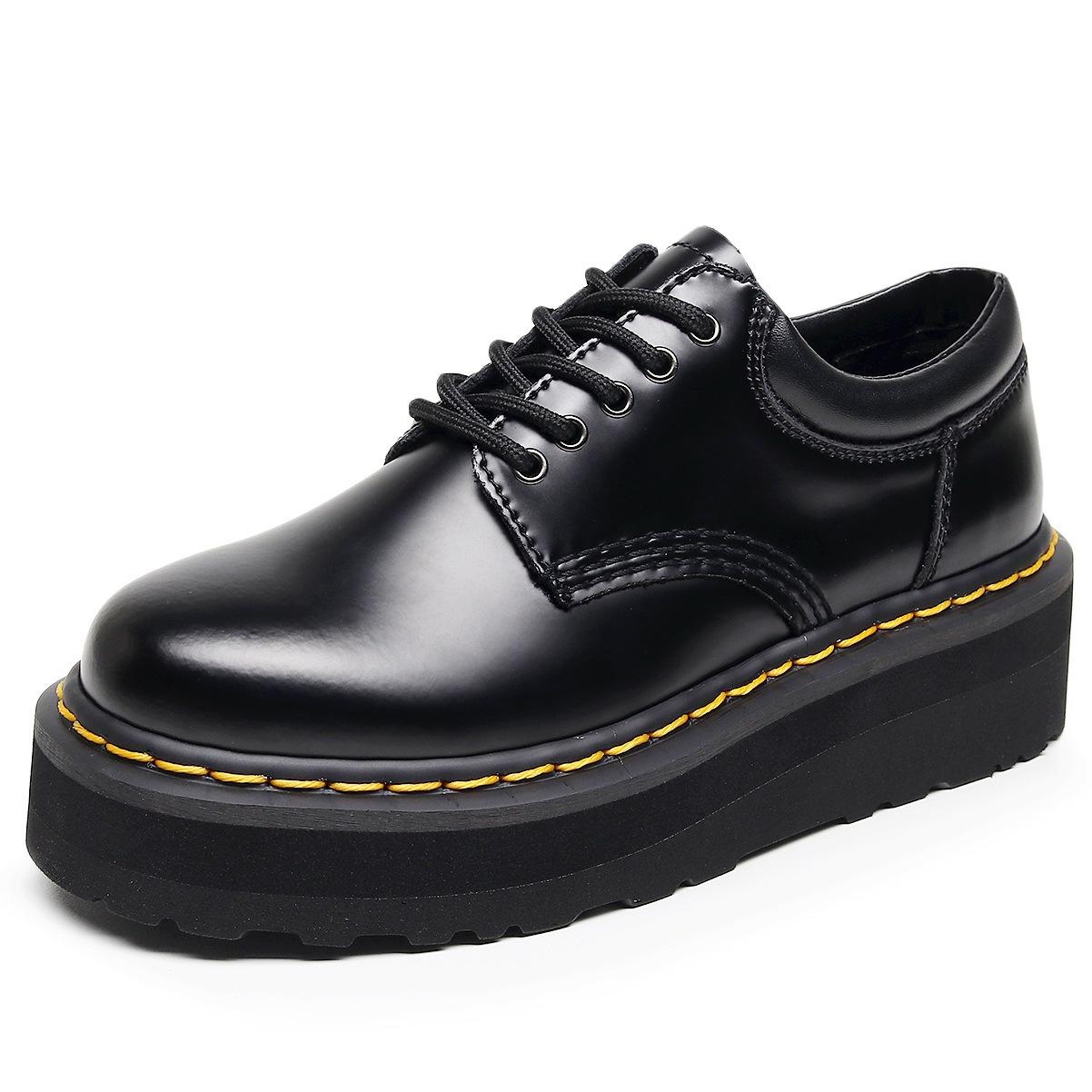 

Легкие туфли-оксфорды на толстой подошве с маленькими отверстиями, женские низкие кожаные ботинки Мартин, студенческие маффины, короткие 35