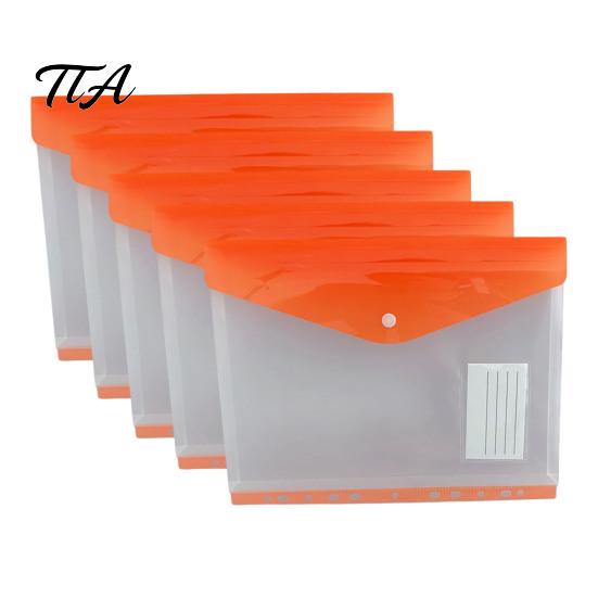 Snap Button Envelope 11 Hole Expanding File Pockets, Reusable PP Document Sleeves, Transparent Tear-resistant Bag Waterproof Organizer for Home Office