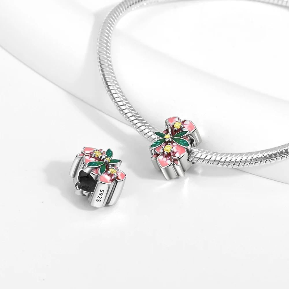 Copper Colors Colorful Pansy Daisy Flowers Butterfly Pendant Bead Fit Original Bracelet Diy Fine Jewelry Gift For Women