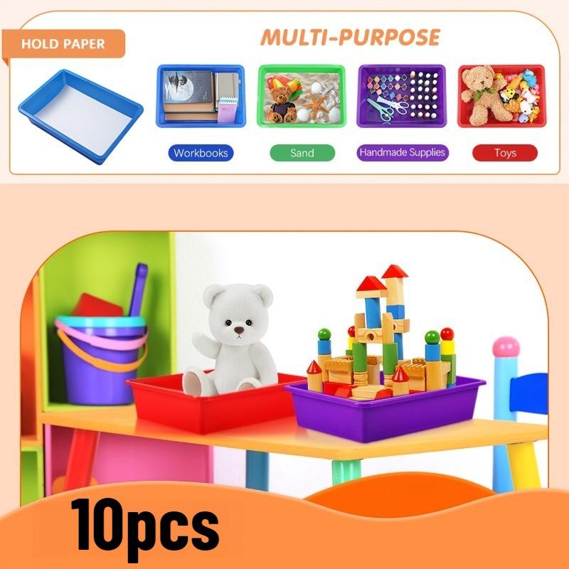 10 Pack Storage Bins Multi-color Plastic Stackable Storage Trays A4 Size File Organization Art Trays for Office and Home Storage