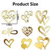 9Pcs Gold Love Heart Acrylic Cake Topper For Wedding Valentine'S Day Cake Diy Decoration Ins Style Birthday Party Cupcake Topper