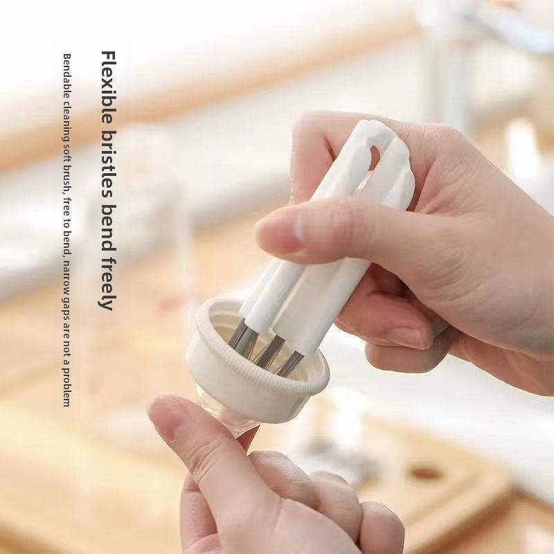 Multi-Purpose Cleaning Brush Keyboard Gap, Cup Lid, and Bottle Cap Cleaner Plastic, White/Gray