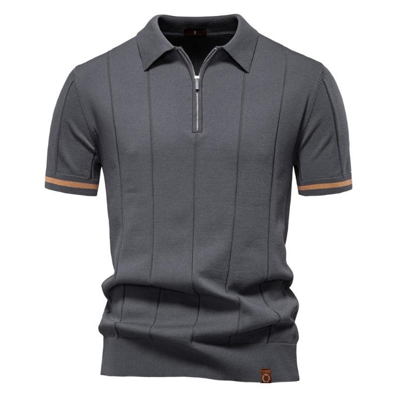 Men's Knitted Polo Shirt, Business Casual Short Sleeve Turn-Down Collar Polo Top Short Sleeve Turn-Down Collar Sweater Polo Tee for Spring Summer