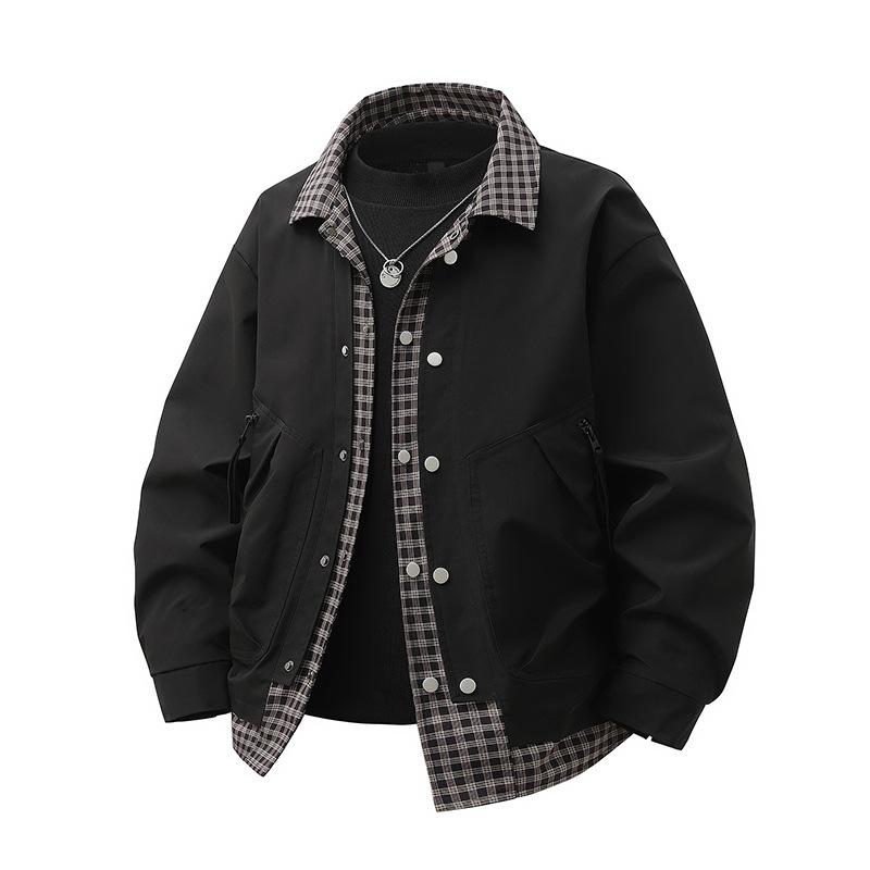 Men's Spring and Autumn High-end and Handsome Fat Man's Big Size Fake Two-piece Handsome Jacket Top