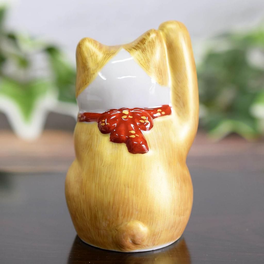 Stylish Kutani Ware Lucky Cat Figurine from Waza No Perfect for Opening a New or 77th Feng Shui and Interior Kura. Right-handed, Gold-plated, Store,