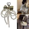 Imitation Pearl Bowknot Keychain Pendant Women Backpack Handbag Charm Lovely Heart Hanging Decoration Bag Phone Pendant