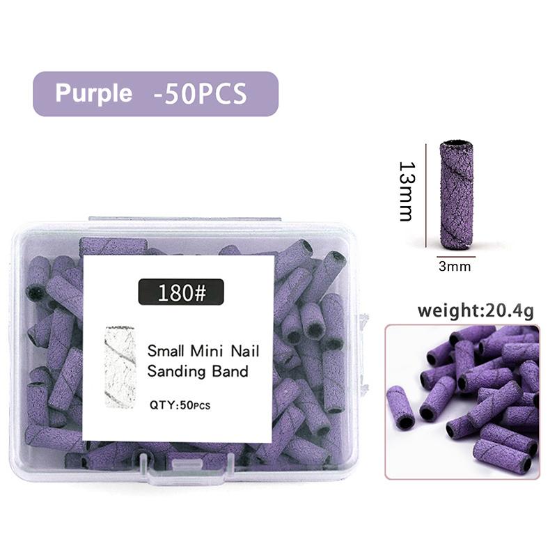 Versatile 3mm Nail Drill Bits 50 Pcs Set Effective Sanding Bands for Gel Acrylic Polish Treatment