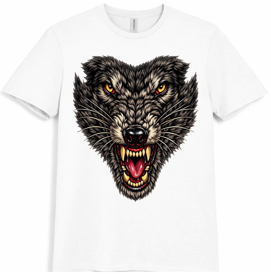 Wolf Head T Shirt Fierce Wild Animal Predator Gothic Graphic Tee Unisexs Unisexs