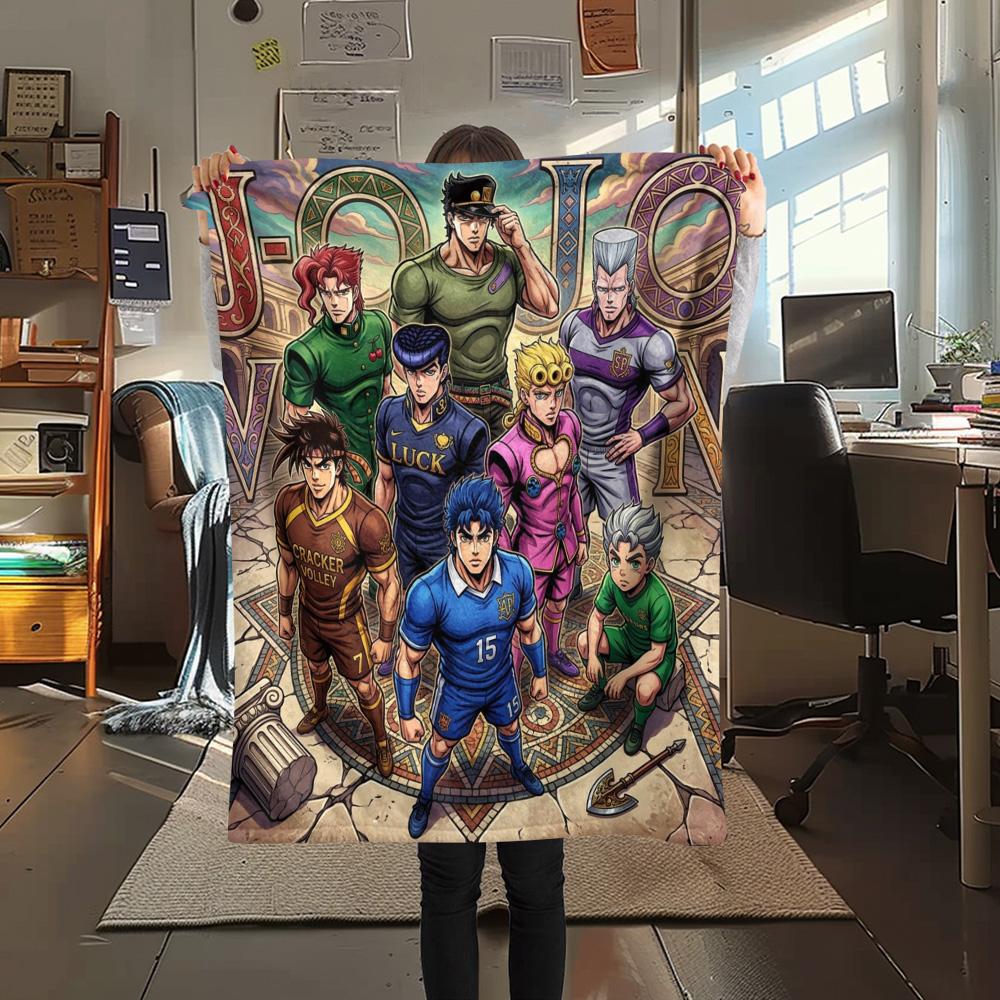 1 Stück Jojo's Bizarre Adventure Gemusterte Flanelldecke Geeignet für Alle Jahreszeiten Für Heimdekoration Wärme Und Komfort Geschenke Weihnachtsgeschenk
