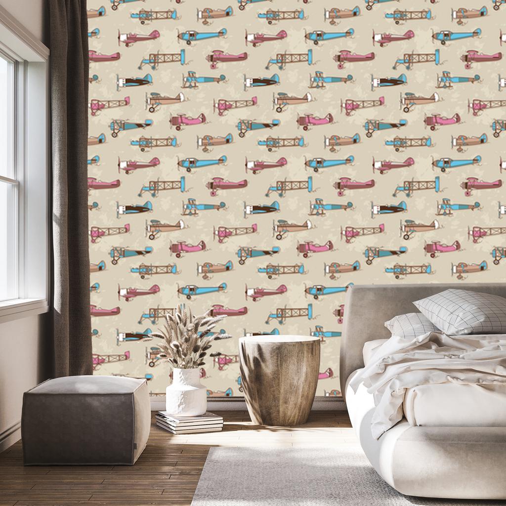 Colorful airplanes wallpaper for living room and bedroom 50x1000