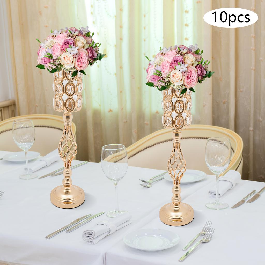 Tall Wedding Vases Set of 10, 24 Inches Gold Floor Vases for Wedding Centerpieces, Glass Cylinder Vases, Elegant Wedding Decor