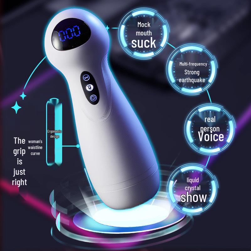 Automatic Vibrating Airplane Cup for Men: Clamping, Sucking & Telescopic Silicone Self-Pleasure Device