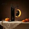 Fermalibri Robusti Fermalibri Gotici in Metallo con Luce Appesa, Gatto Corvo Fantasma Decorativo Luna Nera Supporto Lampada per Libreria, Chiesa Vintage