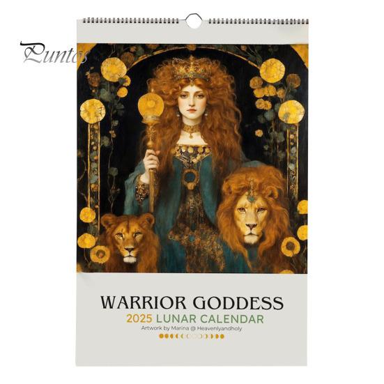 

Календарь фаз Луны «Воительница» на 2025 год, настенный календарь на 12 месяцев, готический декор для дома для любителей греческой мифологии коричневый