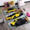 Yellow‑Black Drift Car Garage Workshop Scene Print Area Rug Non‑Slip Rectangular Floor Mat Tuned Auto Decor for Gaming Room Living Bedroom