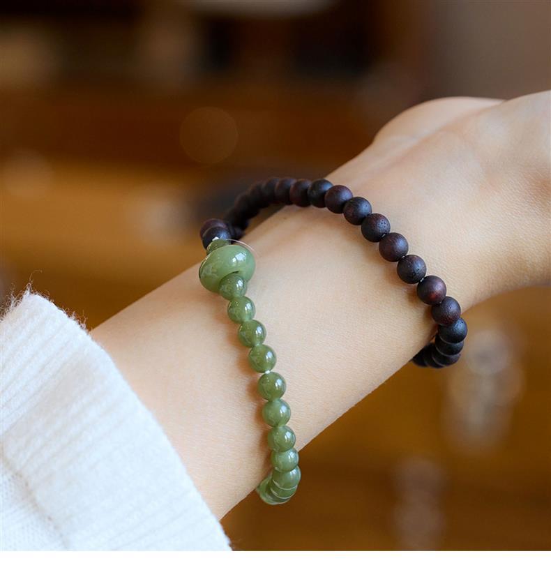 Myanmar Agarwood & Hetian Jade Bracelet: Unisex Prayer Wengwan Beads