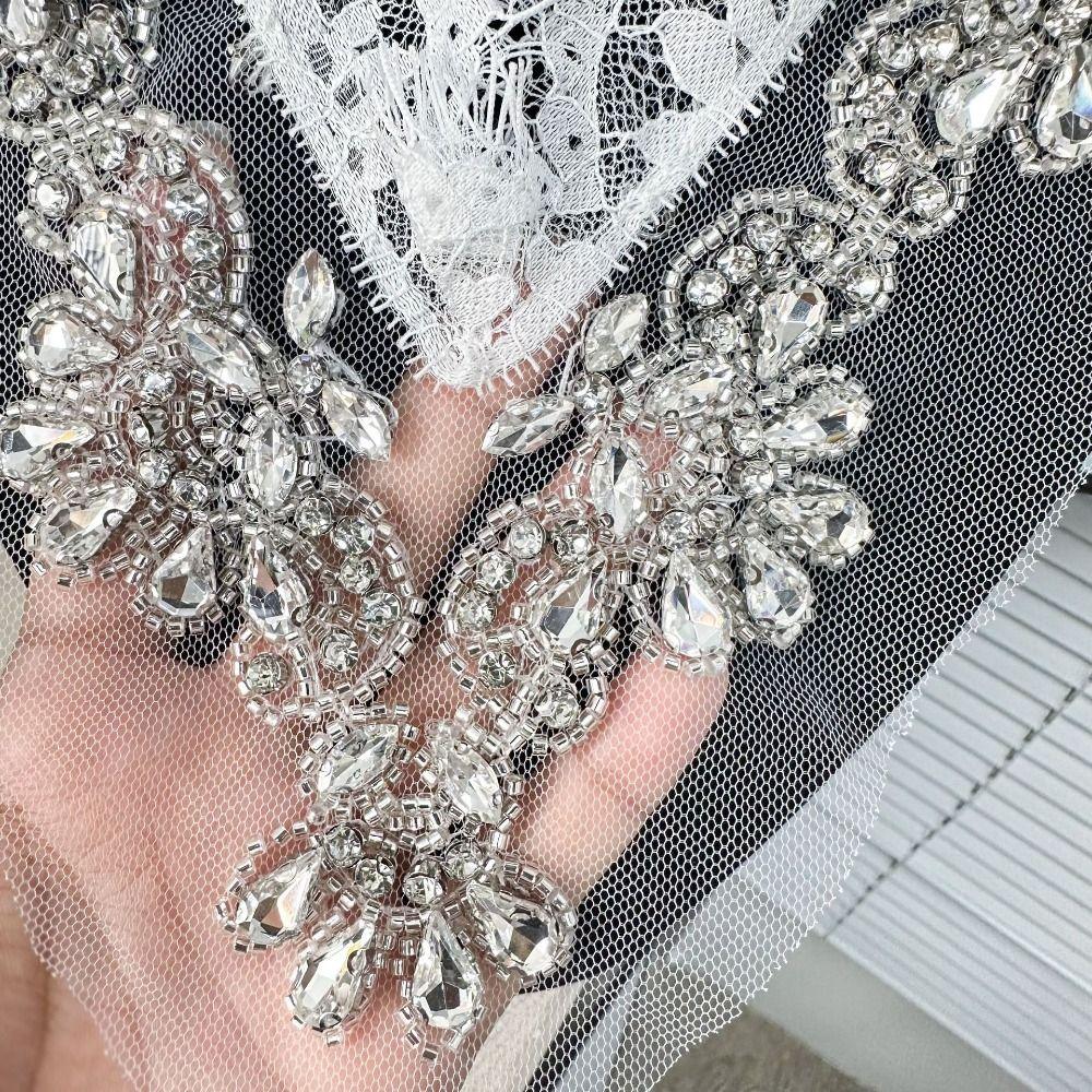 Beaded Lace Neckline Rhinestone Crystal Neckline Exquisite Lace Collar  Sewing