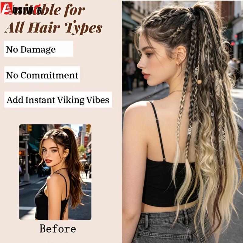 24 Inch Synthetic Handmade Braided Ponytail for Women Mixed Braid Patterns Easy Install Versatile Look Daily Party Cosplay