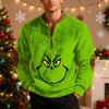 Mens Christmas Sweater Zip Up Sweatshirts Vintage Knit Graphic Sweatshirt Xmas Stand Collar Pullover