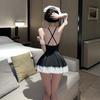 New Sexy Sex Maid Gathers Lace Uniform Bed Hot Pajamas Show Big Leak Back Outfit Generation