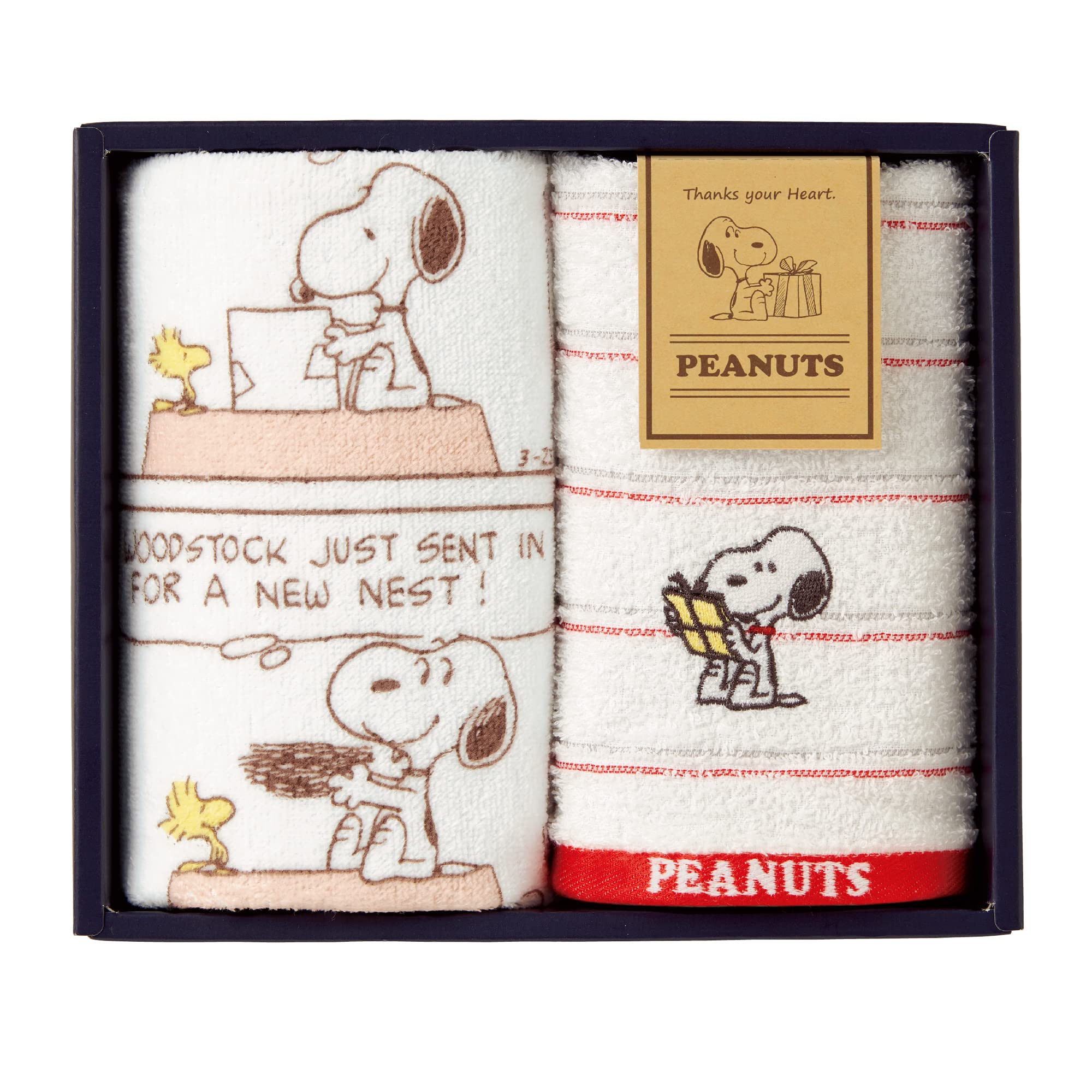 

nishikawa Snoopy Towel Gift Set 20X23X6cm Washable Thanks your Hearts Made in Japan TT81100605 Multi [Nishikawa]