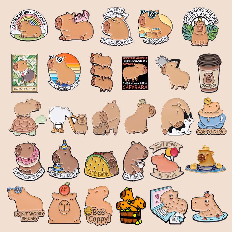 Cartoon Capybara Brooch Set: Cute Animal Series Badge from Europe & America