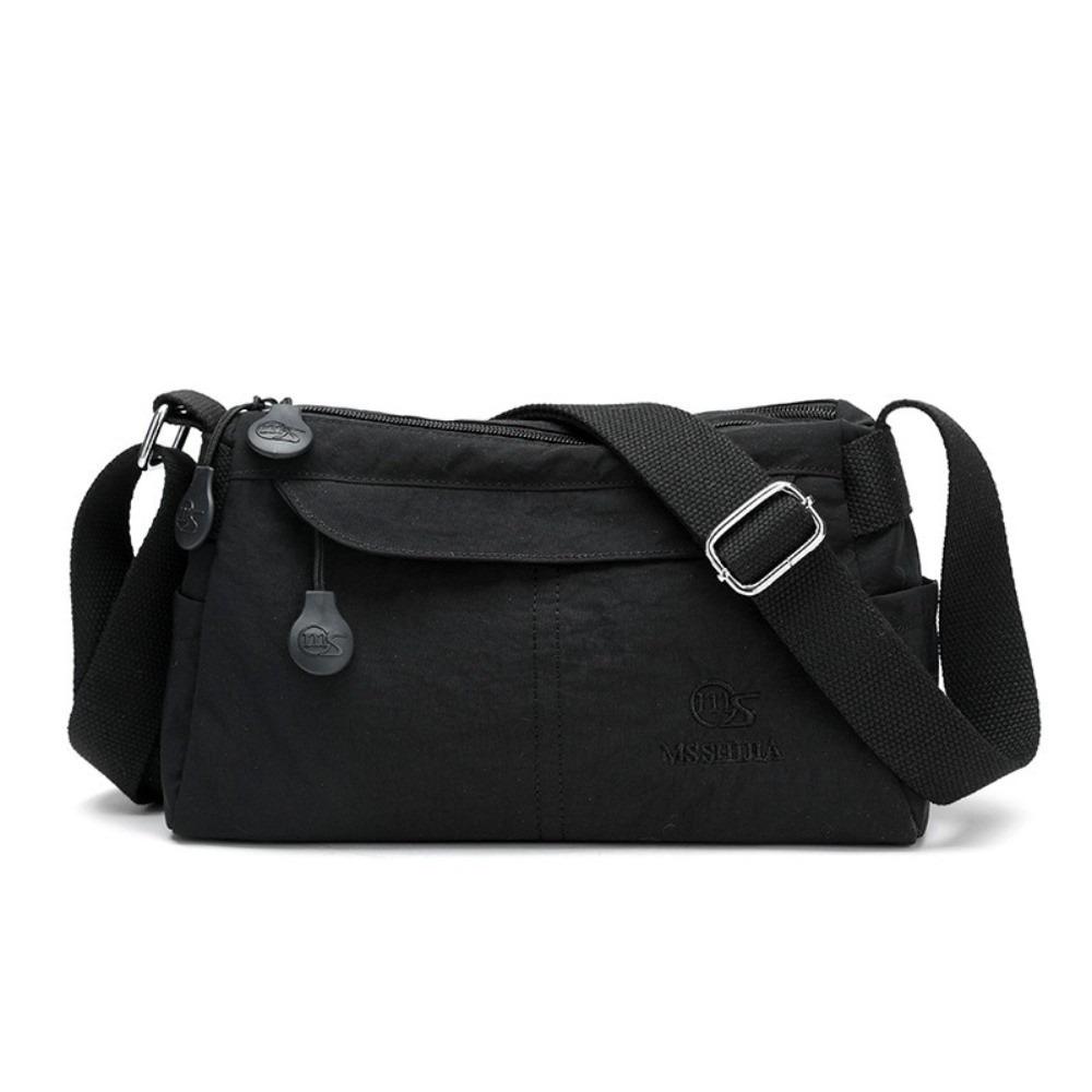 New Nylon Crossbody Bag Multipocket Waterproof Phone Pouch Solid Color Lightweight Messenger Bag Women