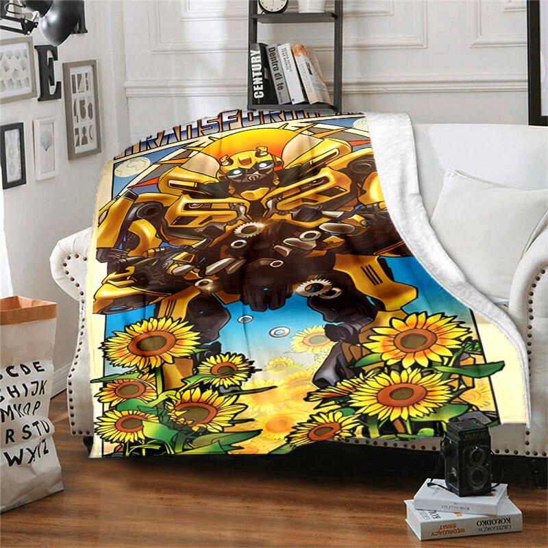 1pc Blanket Bumblebee and Optimus Prime Print Design, Lightweight Blanket for Sofa, Bed- Soft &Warm, Gift for All Seasons like Christmas, Halloween