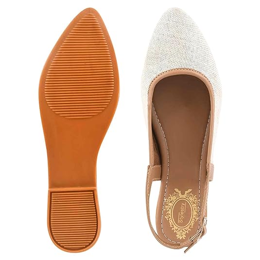 Shoetopia Womens Slingback Ballet Flats Cap Closed Toe Casual Ballerina Shoes with Adjustable Back Strap & Cushioned Insole