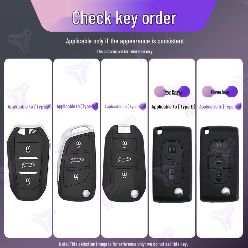 Car Key Cover for Dongfeng Peugeot: Compatible with 301, 308, 408, 308S, 3008, 2008 Models